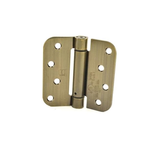 Hager 175245 4 x 4 in. - 0.625 in. Radius Corner Steel Full Mortise Residential Spring Hinge; No. 118749 Antique Brass 175245 - main